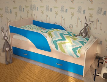 Детская кровать Максимка, корпус Млечный дуб, фасад Синий в Белгороде