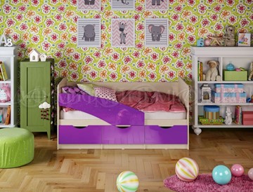 Детская кровать Бабочки 800*1600, Фиолетовый глянец в Белгороде