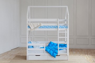 Детская 2-этажная кровать Домик с ящиками, цвет белый в Белгороде