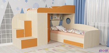 Детская кровать-шкаф Кадет-2, корпус Дуб, фасад Оранжевый в Белгороде