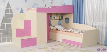 Детская кровать-шкаф Кадет-2, корпус Дуб, фасад Розовый в Белгороде