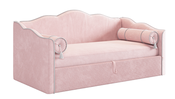 Кроватка с подъемным механизмом Лея (Софа) 90х200 (нежно-розовый (велюр)/галька (велюр)) в Старом Осколе