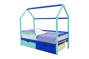 Кровать-домик в детскую Svogen синий-мятный в Старом Осколе