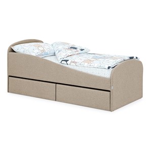 Мягкая кровать с ящиками Letmo 190х80 песочный (рогожка) в Белгороде