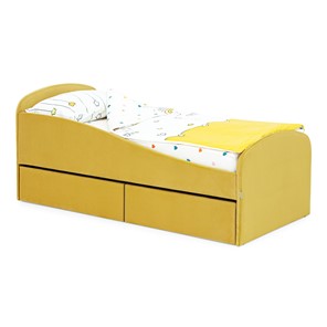 Мягкая кровать с ящиками Letmo 190х80 горчичный (велюр) в Белгороде