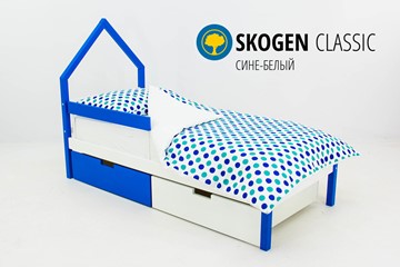 Кровать-домик детская мини Skogen сине-белый в Старом Осколе