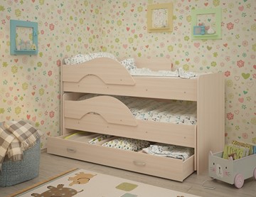 Детская кровать для мальчика Радуга 1.6 с ящиком, цвет Млечный дуб в Белгороде