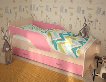 Кровать детская Максимка, корпус Млечный дуб, фасад Розовый в Старом Осколе