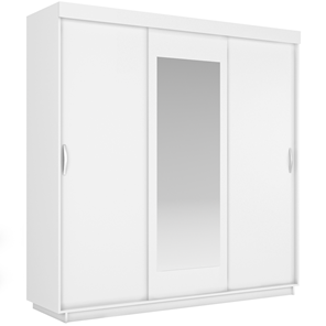 Шкаф трехдверный Лайт (2 ДСП/Зеркало) 1800х595х2120, Белый Снег в Белгороде