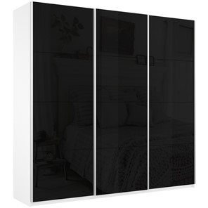 Шкаф Широкий Прайм (Черное стекло) 2400x570x2300,  Белый Снег в Белгороде