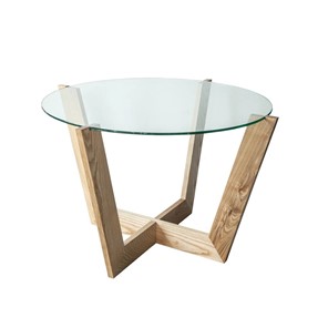Стеклянный столик в гостиную Оникс-10, Натуральный массив/Прозрачное стекло в Старом Осколе