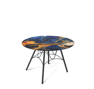 Круглый столик SHT-S100 / SHT-TT32 60 стекло/МДФ (синий сапфир/черный муар) в Белгороде