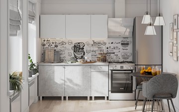 Готовый кухонный гарнитур КГ-1 1600, белый/белый/цемент светлый/антарес в Старом Осколе