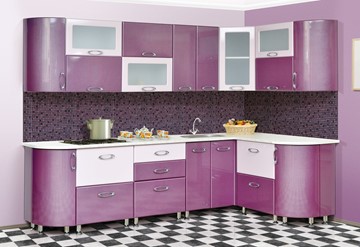 Кухонный угловой гарнитур Мыло 128 2700х1500, цвет Фиолет/Пастель фиолет в Старом Осколе