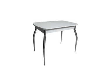 Стеклянный обеденный стол ПГ-02СТ белое/белое/хром фигурные в Старом Осколе