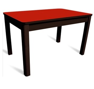 Кухонный стол раздвижной Айсберг-01 СТ2, венге ЛДСП/стекло алое/42 прямые массив венге в Старом Осколе