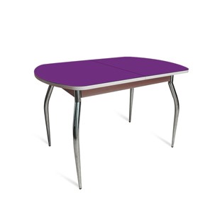 Обеденный раздвижной стол ПГ-02 СТ2, дуб молочный/фиолетовое стекло/35 хром гнутые металл в Старом Осколе