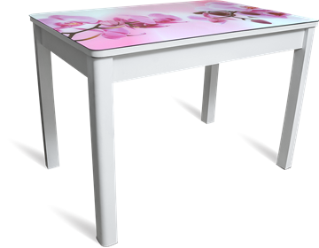 Стол на кухню Айсберг-08 СТФ, белое лдсп/орхидея/40 прямые массив белые в Старом Осколе