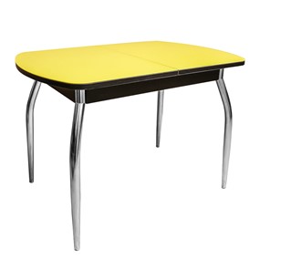 Кухонный раздвижной стол ПГ-02 СТ2, венге/желтое стекло/35 хром гнутые металл в Белгороде
