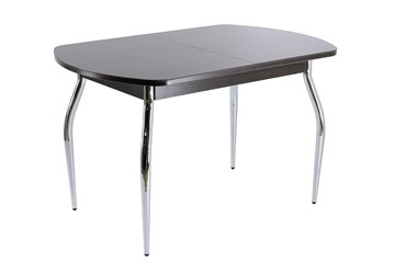 Обеденный овальный стол ПГ-07 СТ1 венге/черное стекло/хром фигурные в Старом Осколе