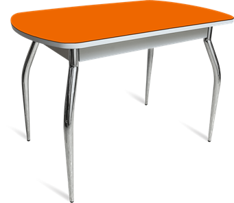 Стеклянный обеденный стол ПГ-04 СТ белое/оранжевое/хром фигурные в Белгороде