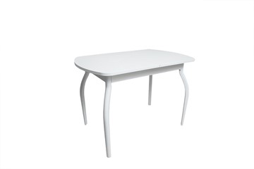 Стеклянный кухонный стол ПГ-02СТ белое/белое/крашенные фигурные в Старом Осколе