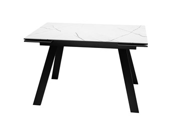 Раздвижной стол DikLine DKL140 Керамика Белый мрамор/опоры черные (2 уп.) в Белгороде