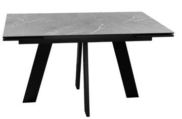 Стол обеденный раздвижной DikLine SKM140 Керамика серый мрамор/подстолье черное/опоры черные (2 уп.) в Белгороде