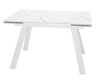 Раздвижной стол SKL 140, керамика белый мрамор/подстолье белое/ножки белые в Белгороде