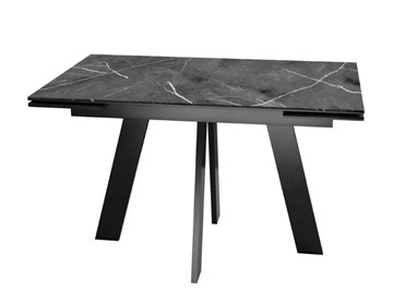 Кухонный раскладной стол SKM 120, керамика черный мрамор/подстолье черное/ножки черные в Белгороде