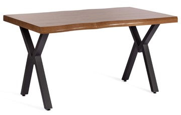 Кухонный стол EFFRON (mod. 1412) ЛДСП+меламин/металл, 140х80х75, walnut (орех)/чёрный в Белгороде