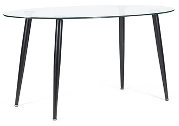 Стеклянный обеденный стол KASSEL (mod. DT333) металл/закаленное стекло (10 мм), 150х90х75см, черный в Старом Осколе