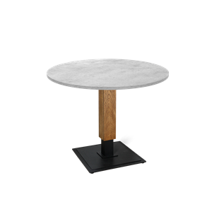 Круглый стол на кухню SHT-TU22 / SHT-TT 90 ЛДСП (бетон чикаго светло-серый/дуб брашированный корич/черный муар) в Белгороде