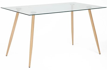 Стеклянный обеденный стол SOPHIA (mod. 5003) металл/стекло (8мм), 140x80x75, бук/прозрачный арт.12098 в Старом Осколе