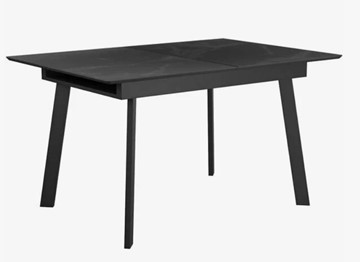 Стеклянный стол раздвижной  DikLine SFH125 стекло Оптивайт Черный мрамор/подстолье черное в Старом Осколе