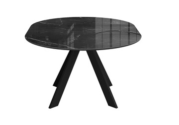 Стол из стекла раздвижной DikLine SFC110 d1100 стекло Оптивайт Черный мрамор/подстолье черное/опоры черные в Белгороде