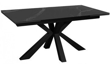 Керамический обеденный стол раздвижной DikLine SFE140 Керамика Черный мрамор/подстолье черное/опоры черные (2 уп.) в Белгороде