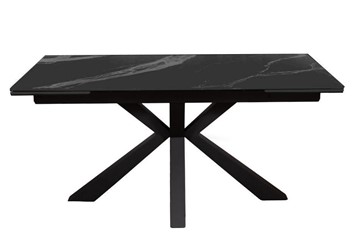 Керамический кухонный стол раздвижной DikLine SFE160 Керамика Черный мрамор/подстолье черное/опоры черные (2 уп.) в Белгороде