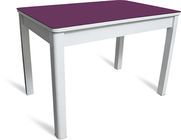Обеденный стол Айсберг-06 СТ2, белое ЛДСП/фиолетовое стекло/40 массив белый в Белгороде