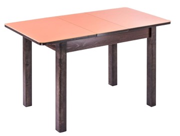 Обеденный раздвижной стол Айсберг-02 СТ1, венге ЛДСП/стекло оранжевое/42 прямые массив венге в Старом Осколе