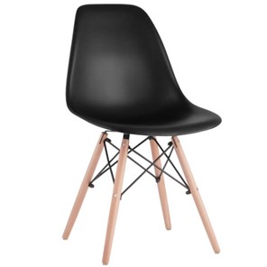 Комплект стульев 4 шт. BRABIX "Eames CF-010", пластик черный, опоры дерево/металл, 532631, 2033A в Старом Осколе