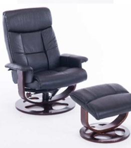 Кресло офисное J6011 для релаксации нат. кожа / дерево, черный в Старом Осколе