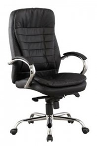 Кресло офисное ДамОфис J 9031-1 нат. кожа /хром, черный в Белгороде