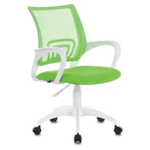 Офисное кресло Brabix Fly MG-396W (с подлокотниками, пластик белый, сетка, салатовое) 532403 в Старом Осколе