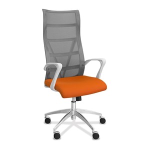 Офисное кресло Топ X белый каркас, сетка/ткань TW / серая/оранжевая в Белгороде