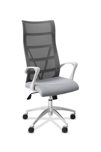 Кресло для руководителя Топ X белый каркас, сетка/ткань TW / серая/ серая в Старом Осколе