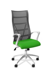 Офисное кресло для руководителя Топ X белый каркас, сетка/ткань TW / серая/салатовая в Старом Осколе