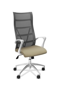 Кресло офисное Топ X белый каркас, сетка/ткань TW / серая/светло-серая в Белгороде
