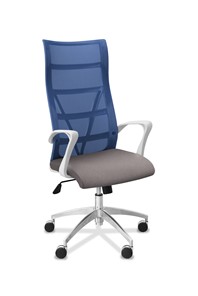 Кресло офисное Топ X белый каркас, сетка/ткань TW / синяя/серая в Белгороде