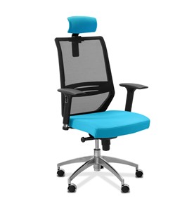 Офисное кресло Aero lux с подголовником, сетка/ткань TW / черная/голубая в Белгороде